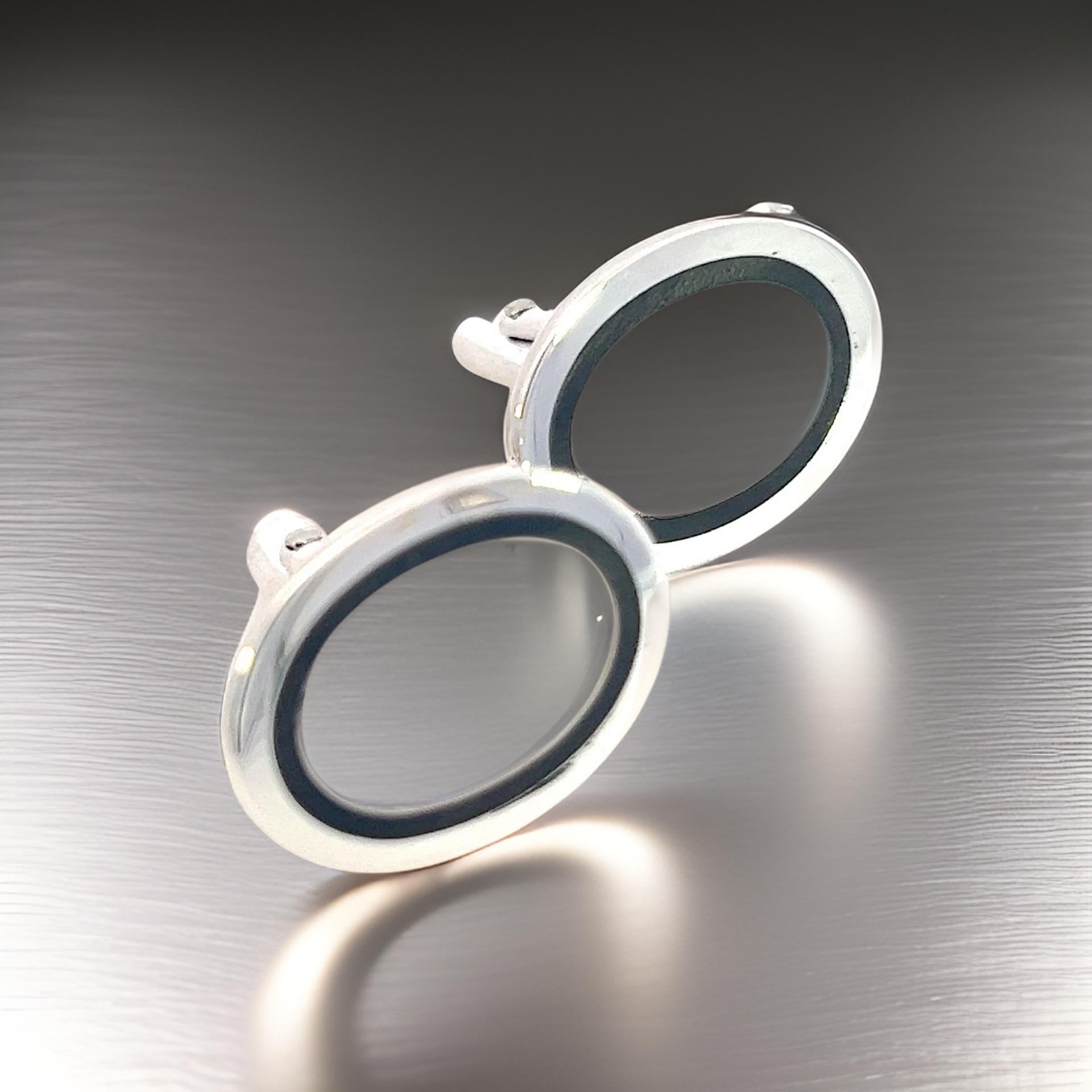 Tiffany & Co Estate Mens Silver & Blue Enamel Cufflinks Sterling Silver For Sale 4