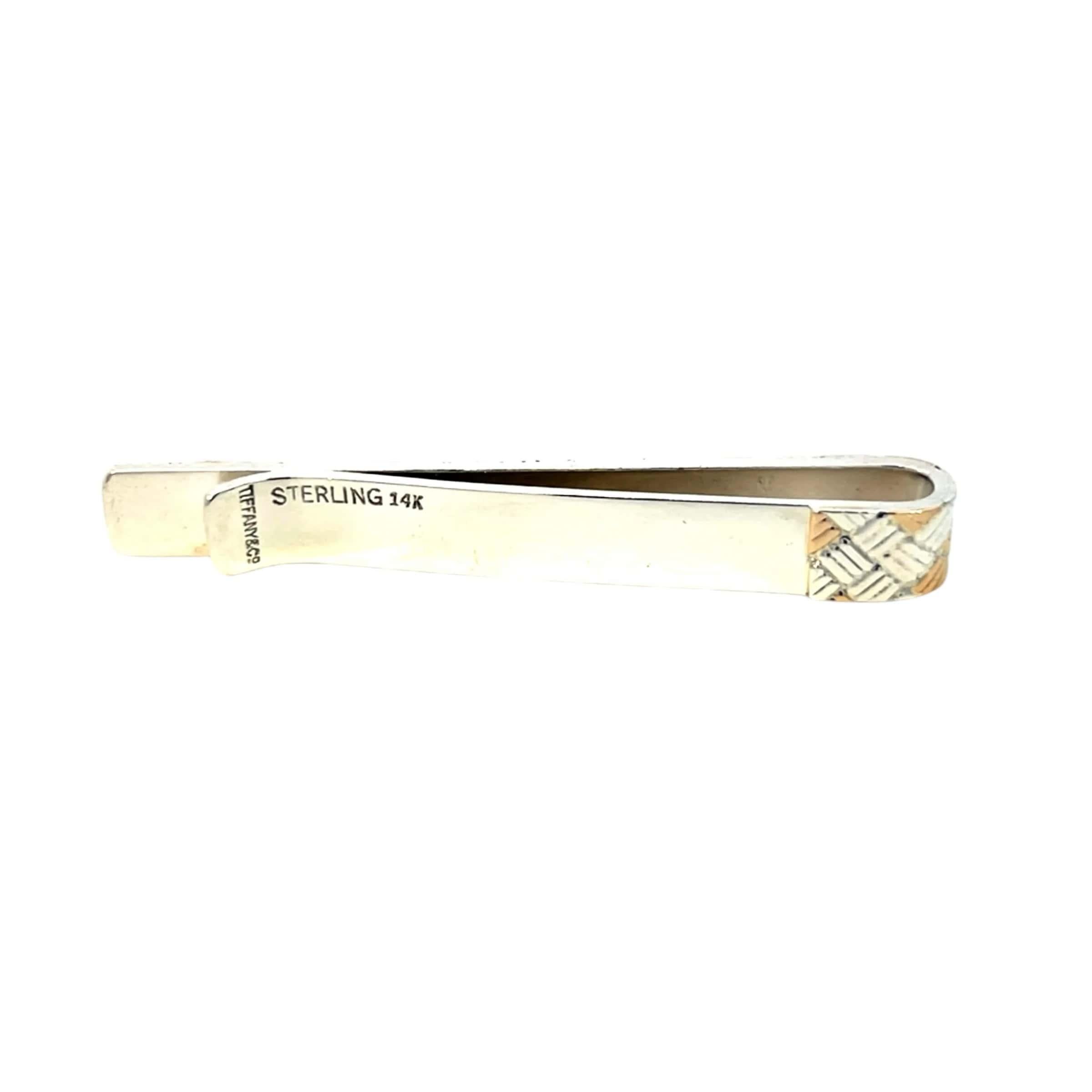 Tiffany & Co Estate Alfiler de corbata con clip de plata de ley + oro de 14 quilates en venta 1