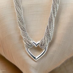 Tiffany & Co Estate Multi Strand Heart Toggle Necklace 15" Silver