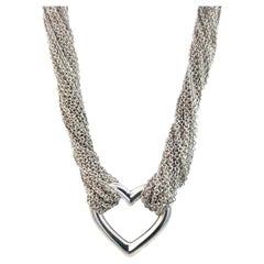 Tiffany & Co Estate Multi Strand Heart Toggle Necklace 15" Silver