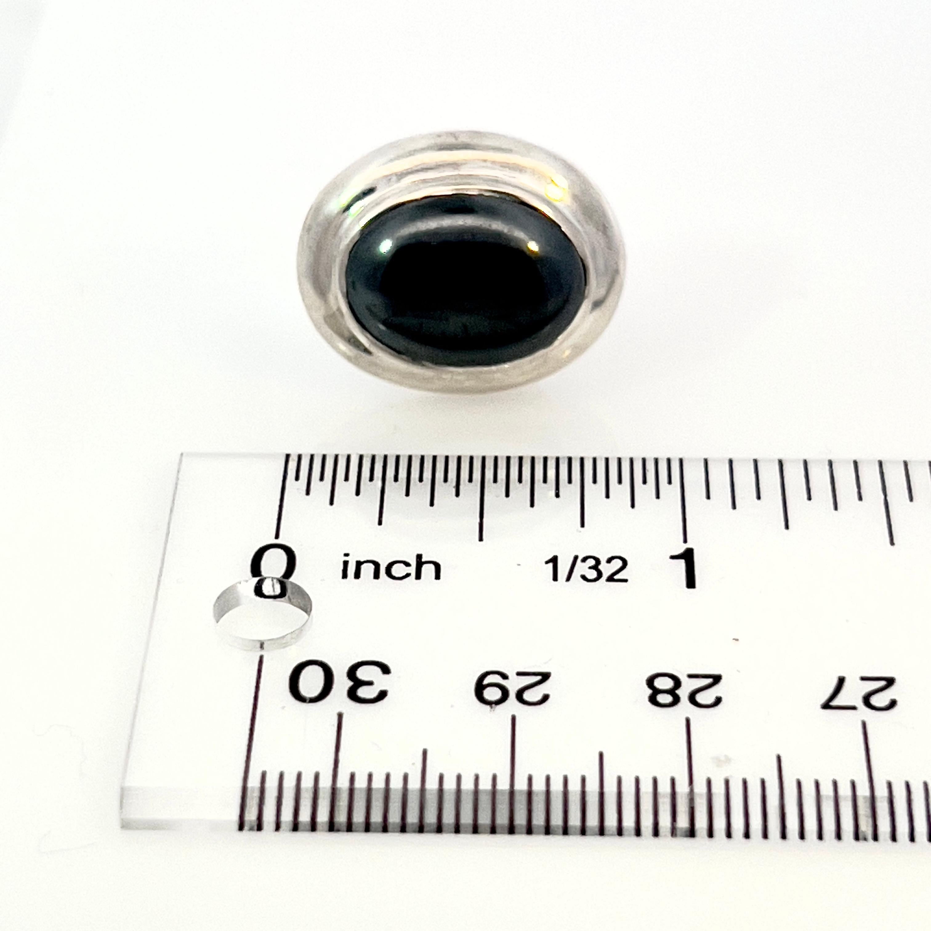 Tiffany & Co Estate Natural Hematite Cabochon Earrings Sterling Silver For Sale 7