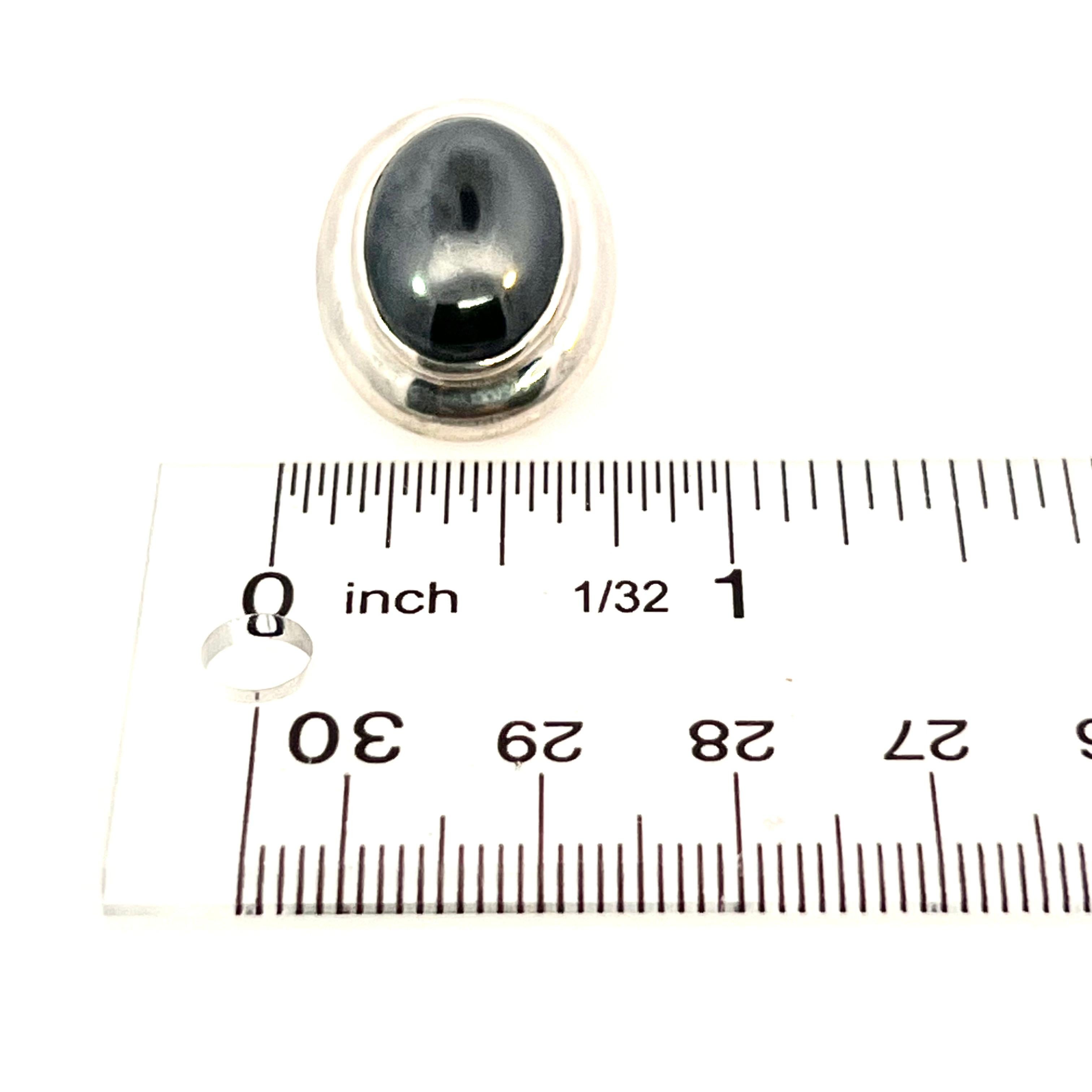 Tiffany & Co Estate Natural Hematite Cabochon Earrings Sterling Silver For Sale 8