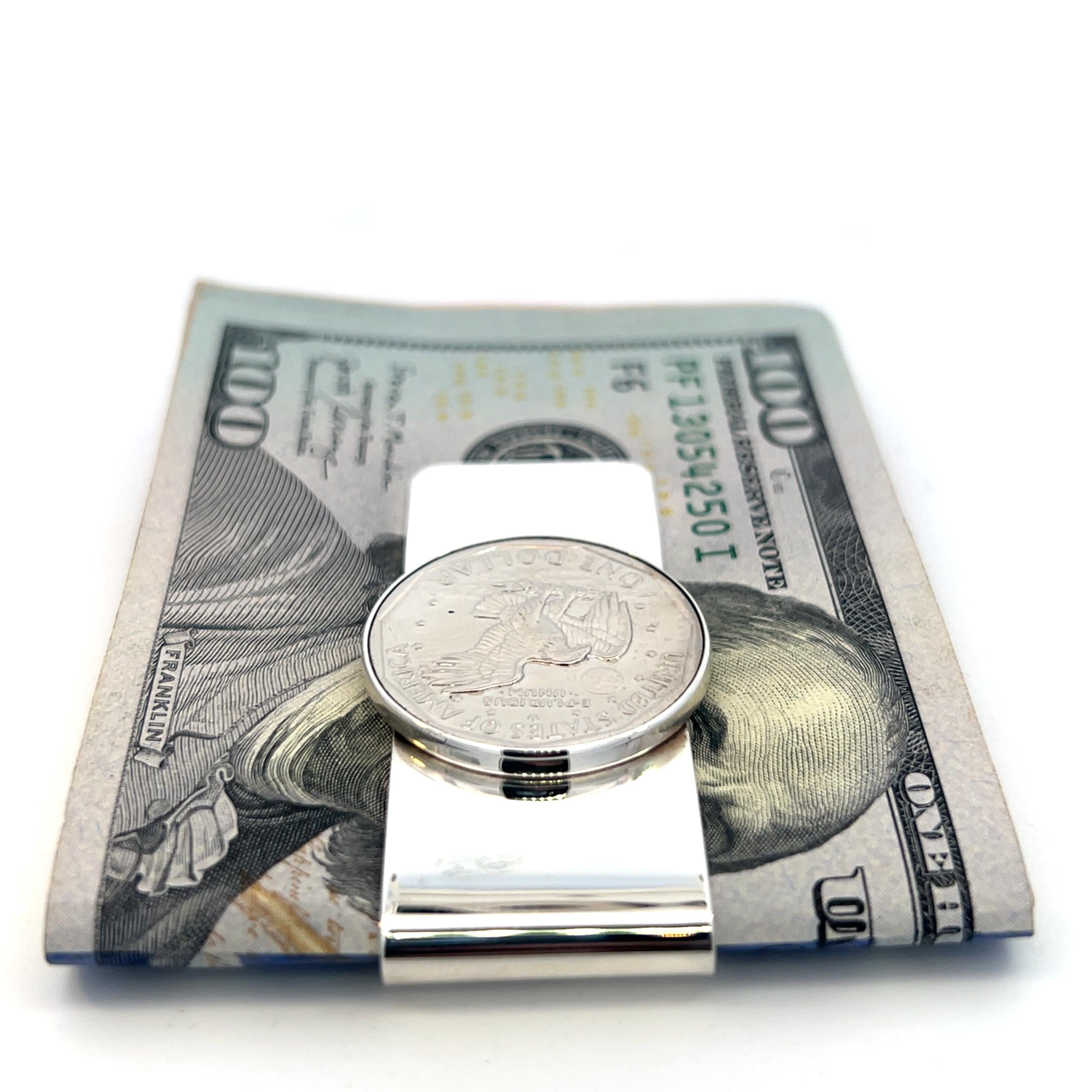Tiffany & Co Nachlass Ein-Dollar- Münze Geld-Clip-Sterlingsilber im Zustand „Gut“ im Angebot in Brooklyn, NY