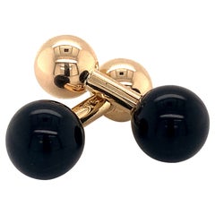 Tiffany & Co. Estate Onyx Barbell Cufflinks 14k Gold 7.6 Grams