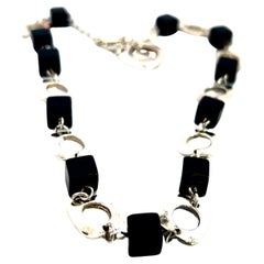Tiffany & Co Estate Onyx Necklace 16" Silver By Elsa Peretti