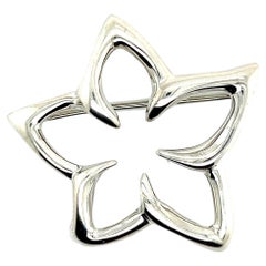 Tiffany & Co Estate Open Flower Brooch Pin Sterling Silver 