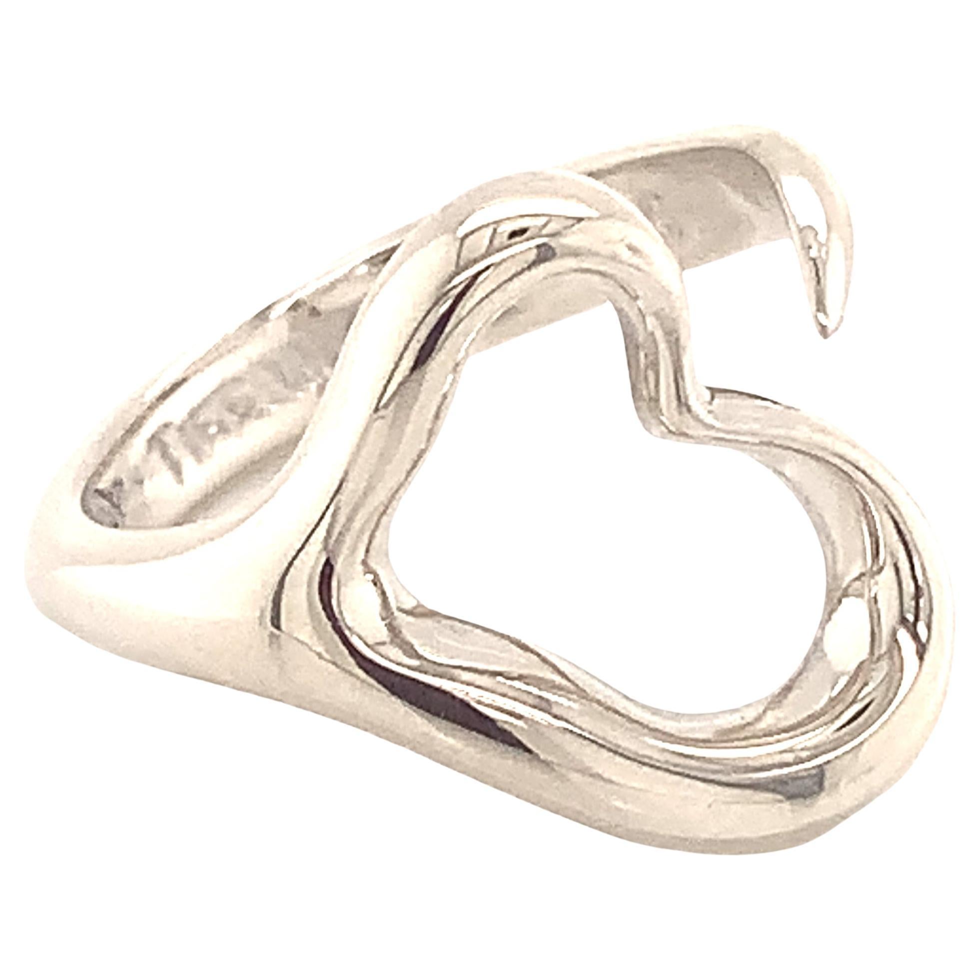 Tiffany and Co Estate Open Heart Ring Size 4.5 Sterling Silver 3.9 Grams  For Sale at 1stDibs
