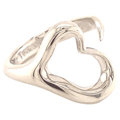 Tiffany & Co Estate Open Heart Ring Size 4.5 Sterling Silver 3.9 Grams