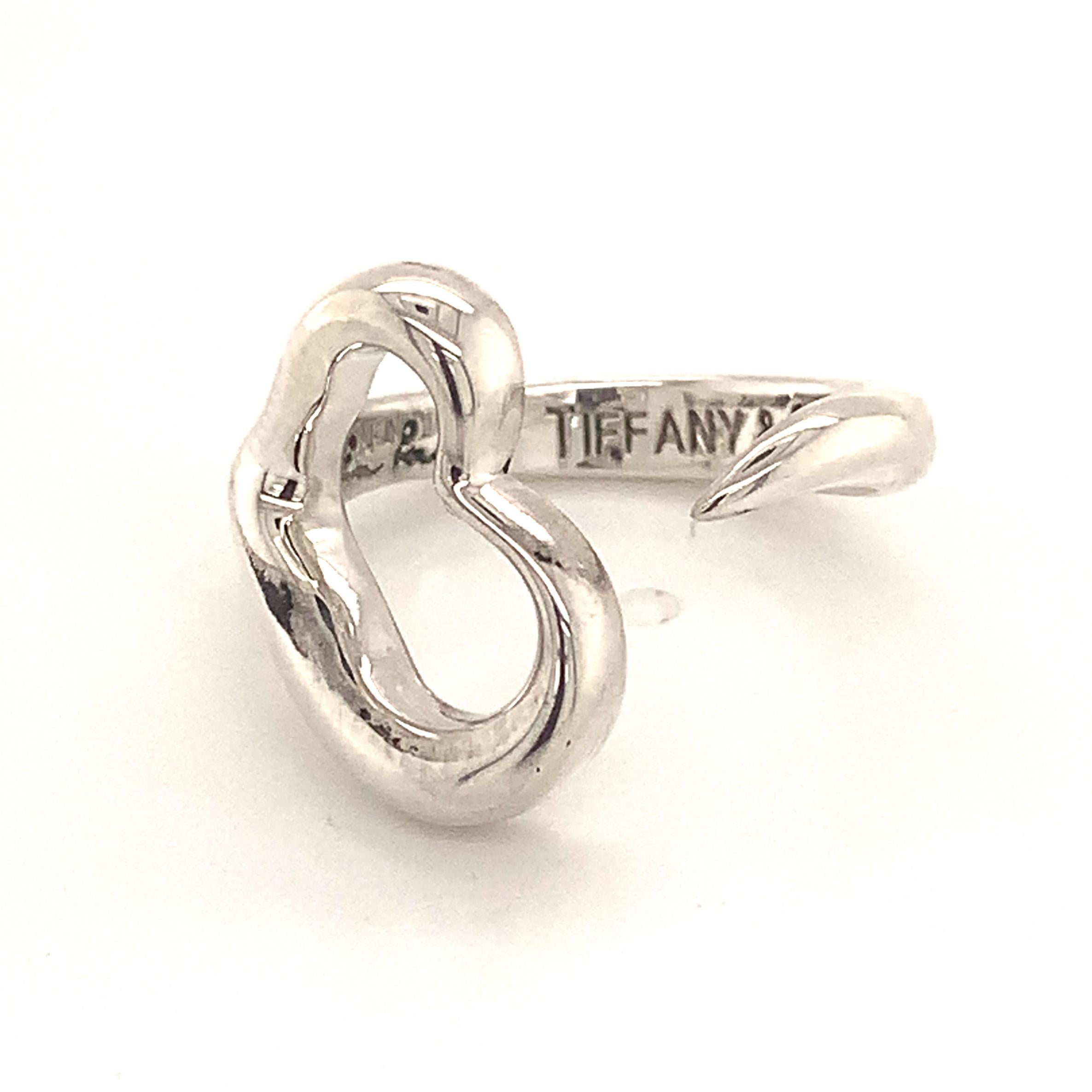 Tiffany & Co Estate Open Heart Ring Sterling Silver 4.82 Grams 5