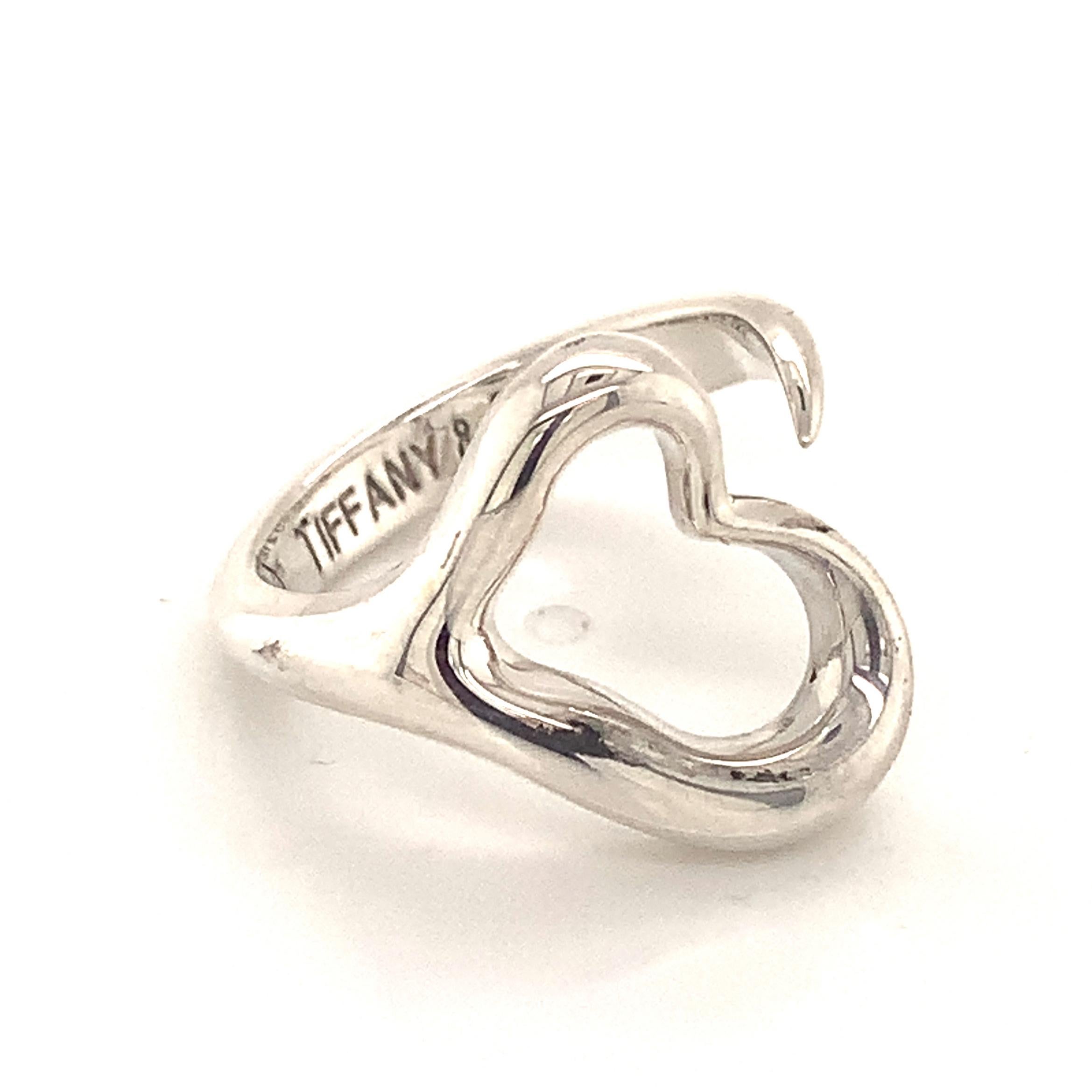 Tiffany & Co Estate Open Heart Ring Sterling Silver 4.82 Grams 2