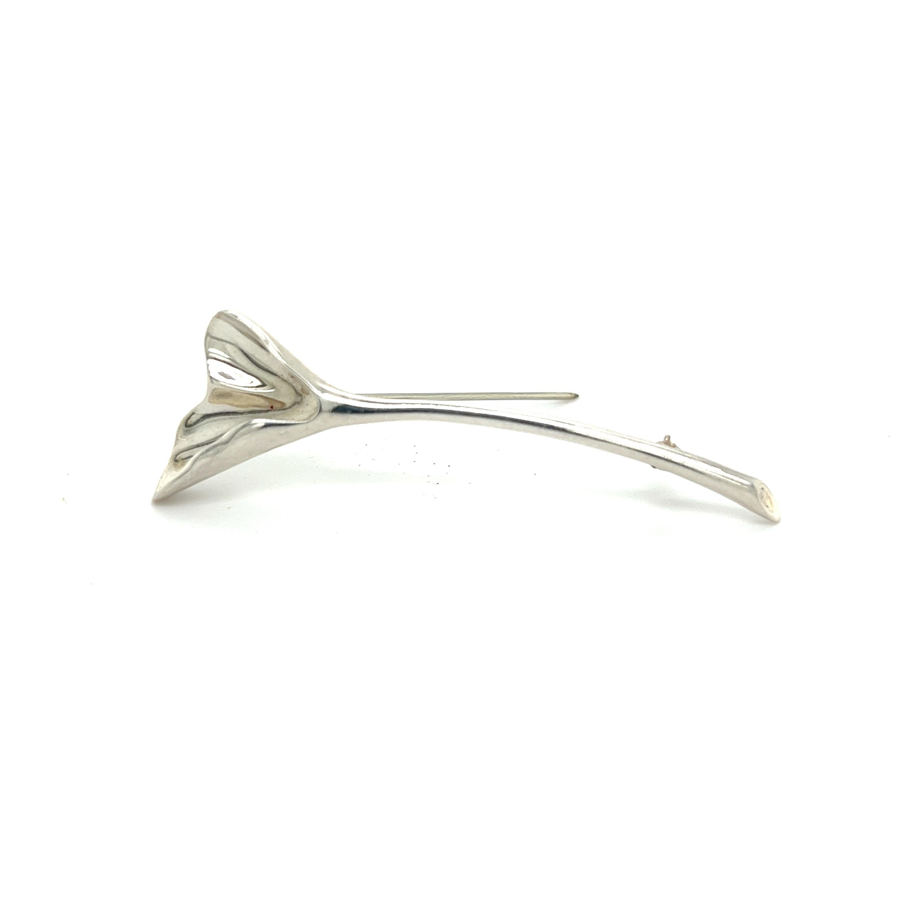 Tiffany & Co Estate Orchid Brooch Pin Sterling Silver 1