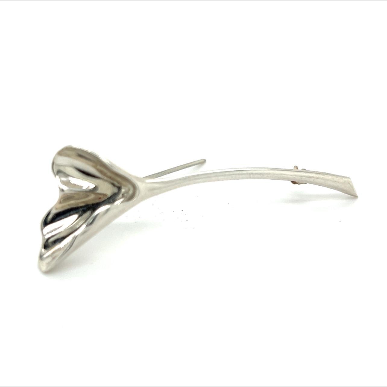 Tiffany & Co Estate Orchid Brooch Pin Sterling Silver 2