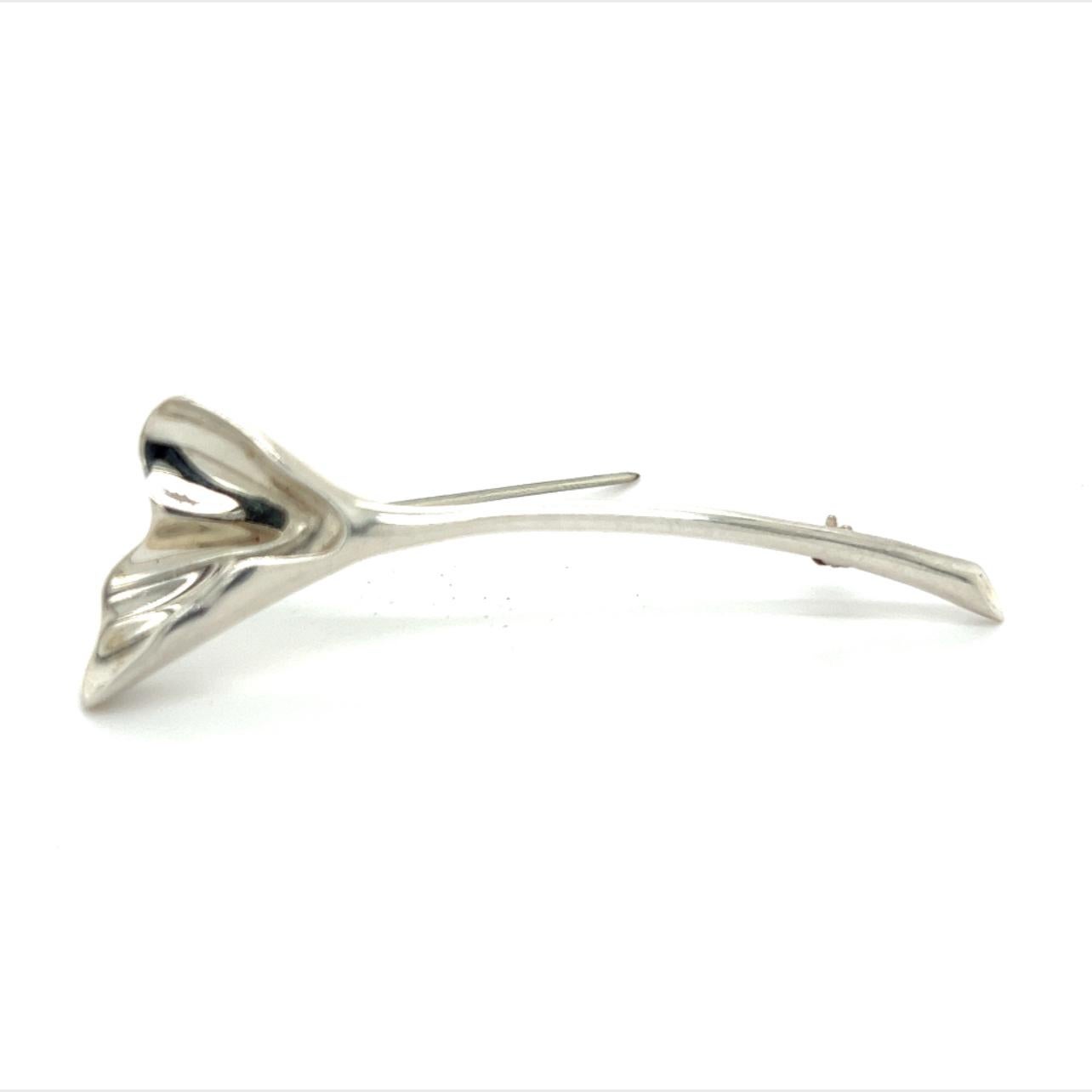 Tiffany & Co Estate Orchid Brooch Pin Sterling Silver 3