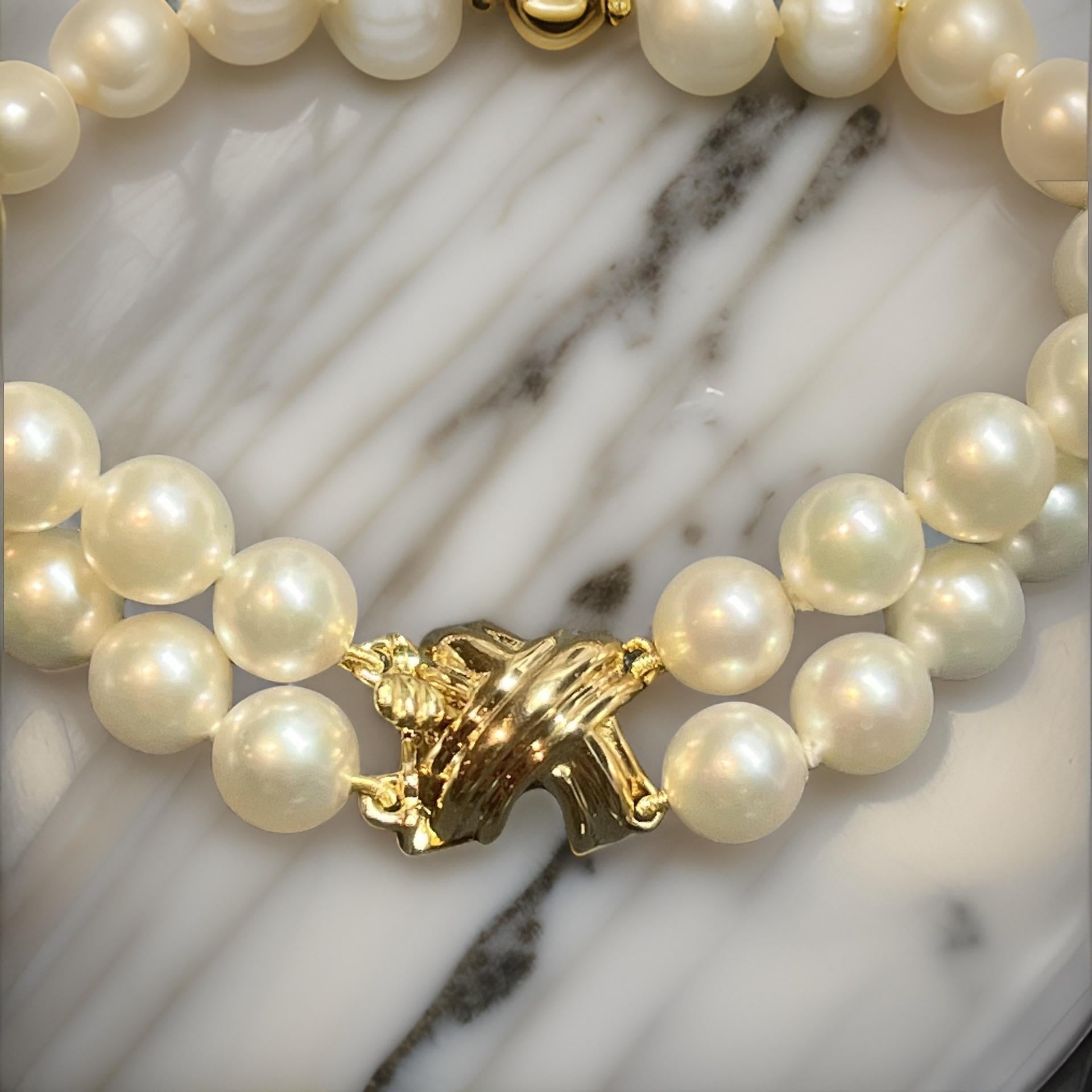 Round Cut Tiffany & Co Signature X Pearl Bracelet 7