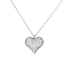 Tiffany & Co. Estate Platinum Diamond Heart Pendant Necklace TIF41116-9038