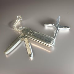 Tiffany & Co Estate Pocket Knife with Key chain 18k Silver