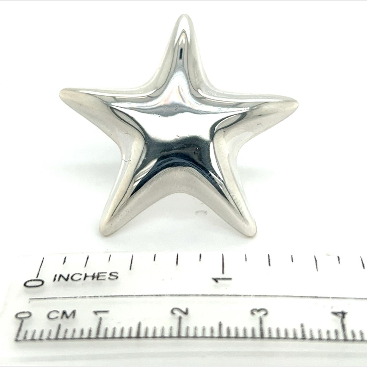 Tiffany & Co Estate Puff Star Brooch Pin Sterling Silver In Good Condition In Brooklyn, NY