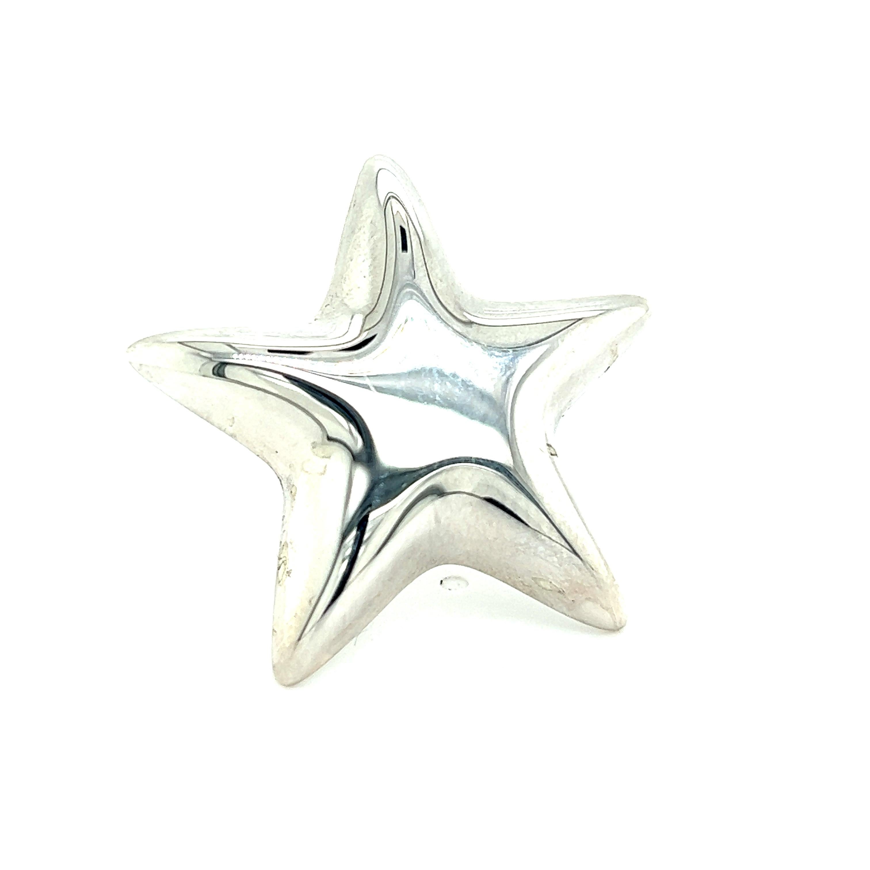 Women's Tiffany & Co Estate Puffed Star Brooch Silver For Sale