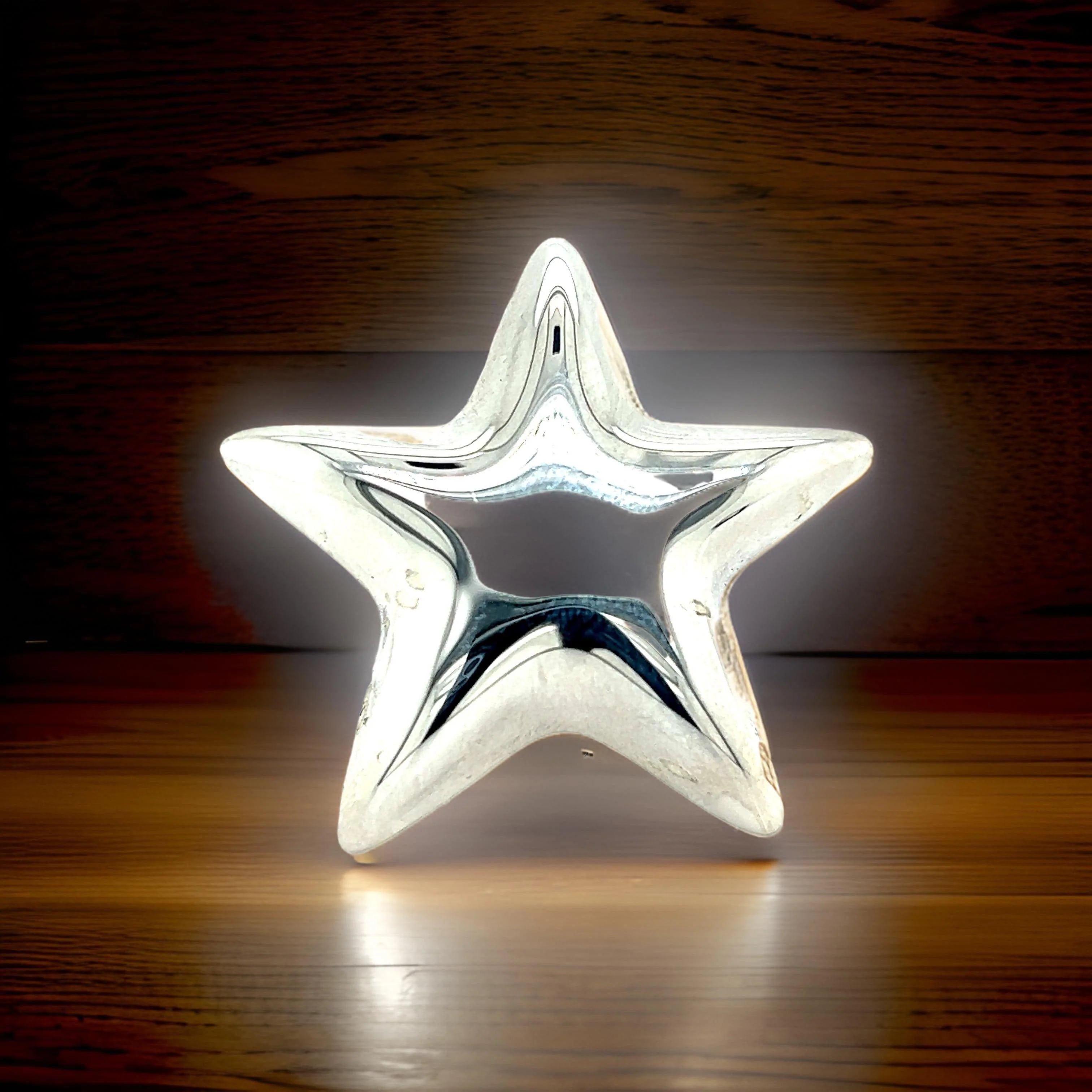 Tiffany & Co Estate Puffed Star Brooch Silver For Sale 2
