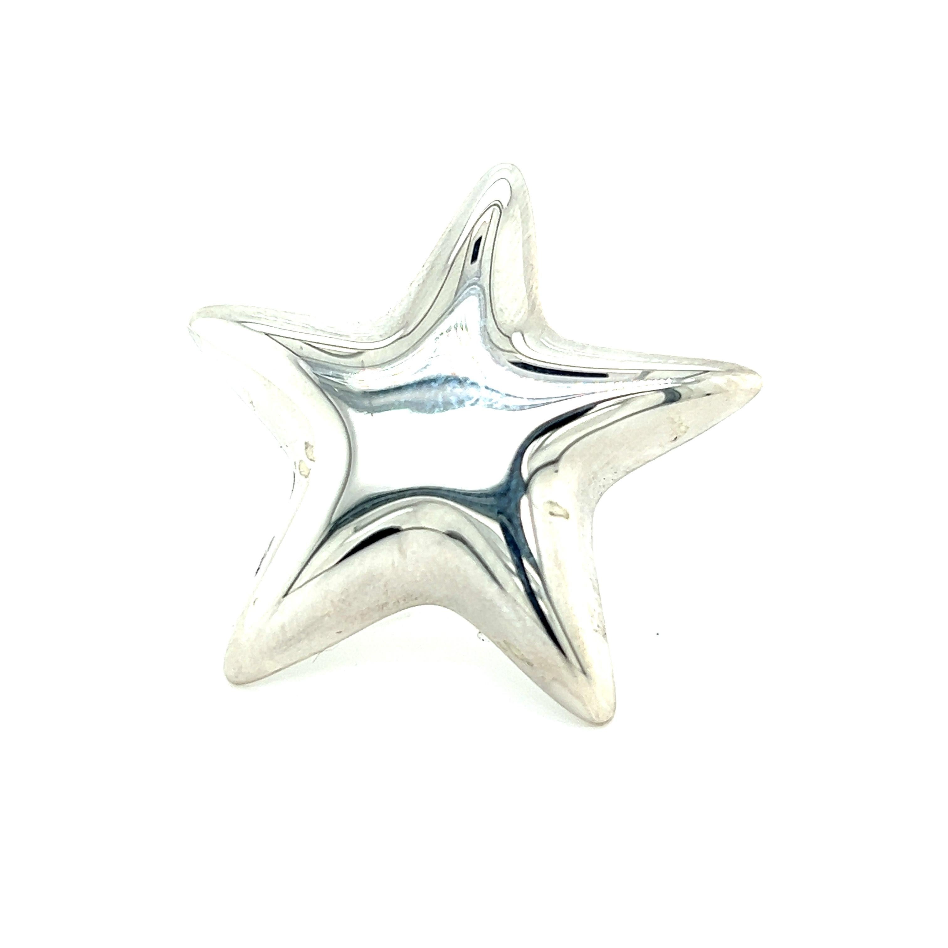 Tiffany & Co Estate Puffed Star Brooch Silver For Sale 2