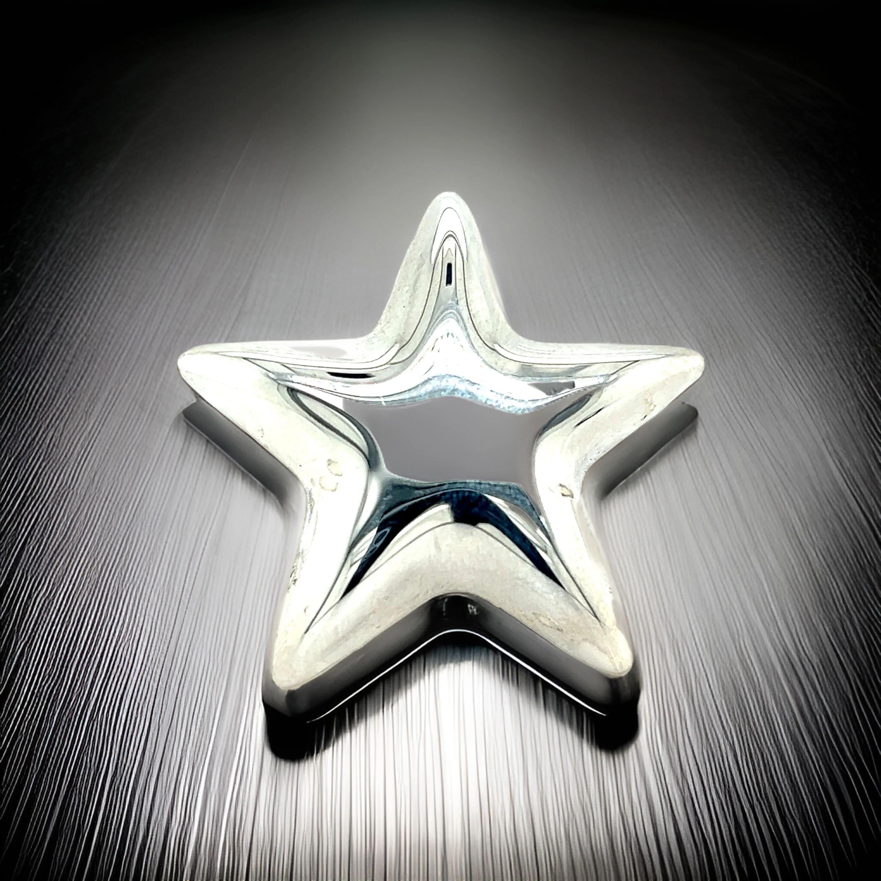 Tiffany & Co Estate Puffed Star Brooch Silver For Sale 4