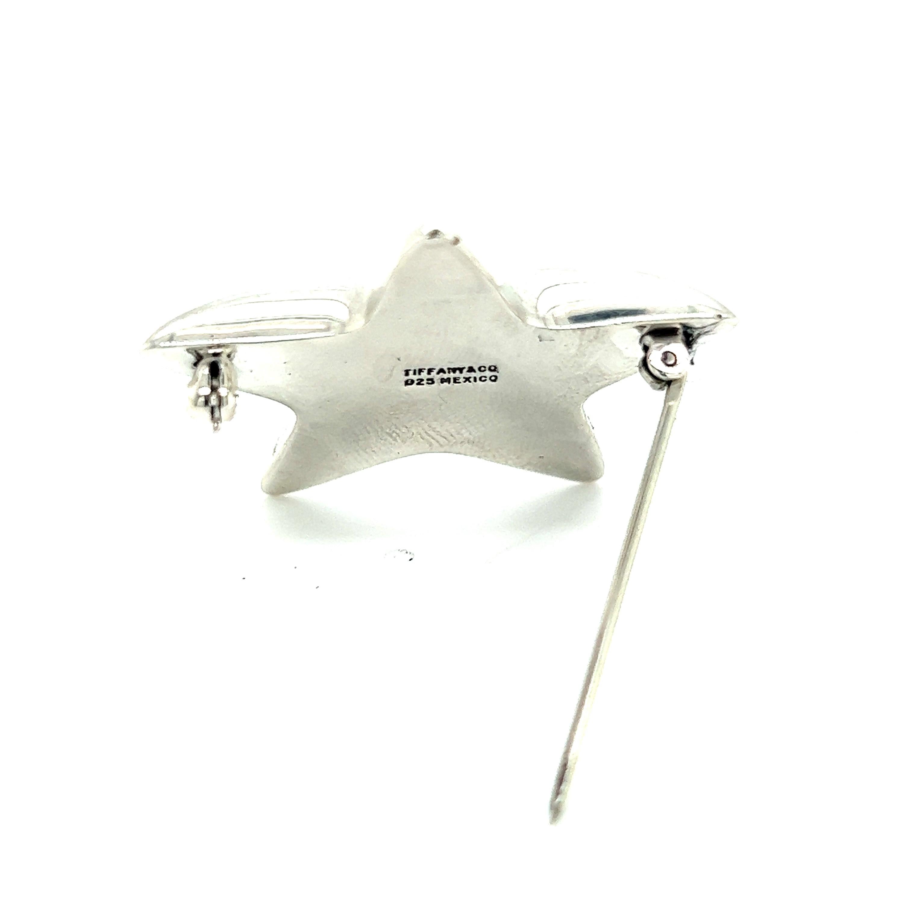Women's Tiffany & Co Estate Puffed Star Brooch Sterling Silver For Sale
