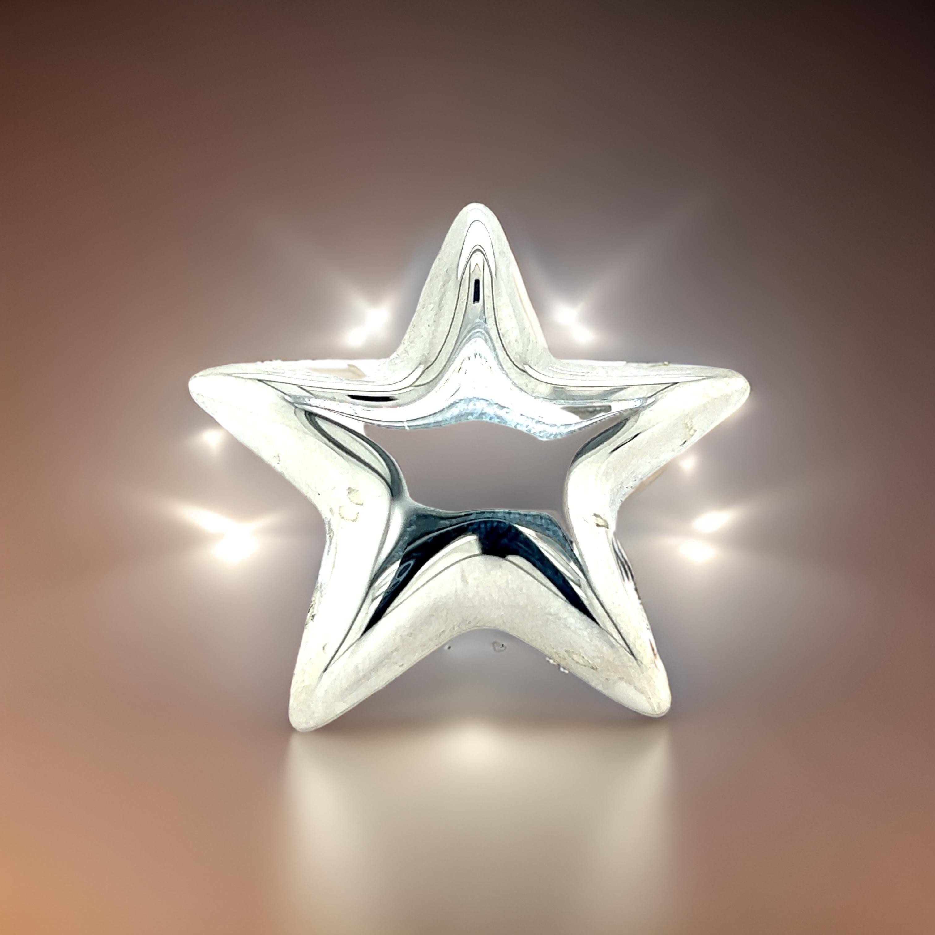 Tiffany & Co Estate Puffed Star Brooch Sterling Silver For Sale 3