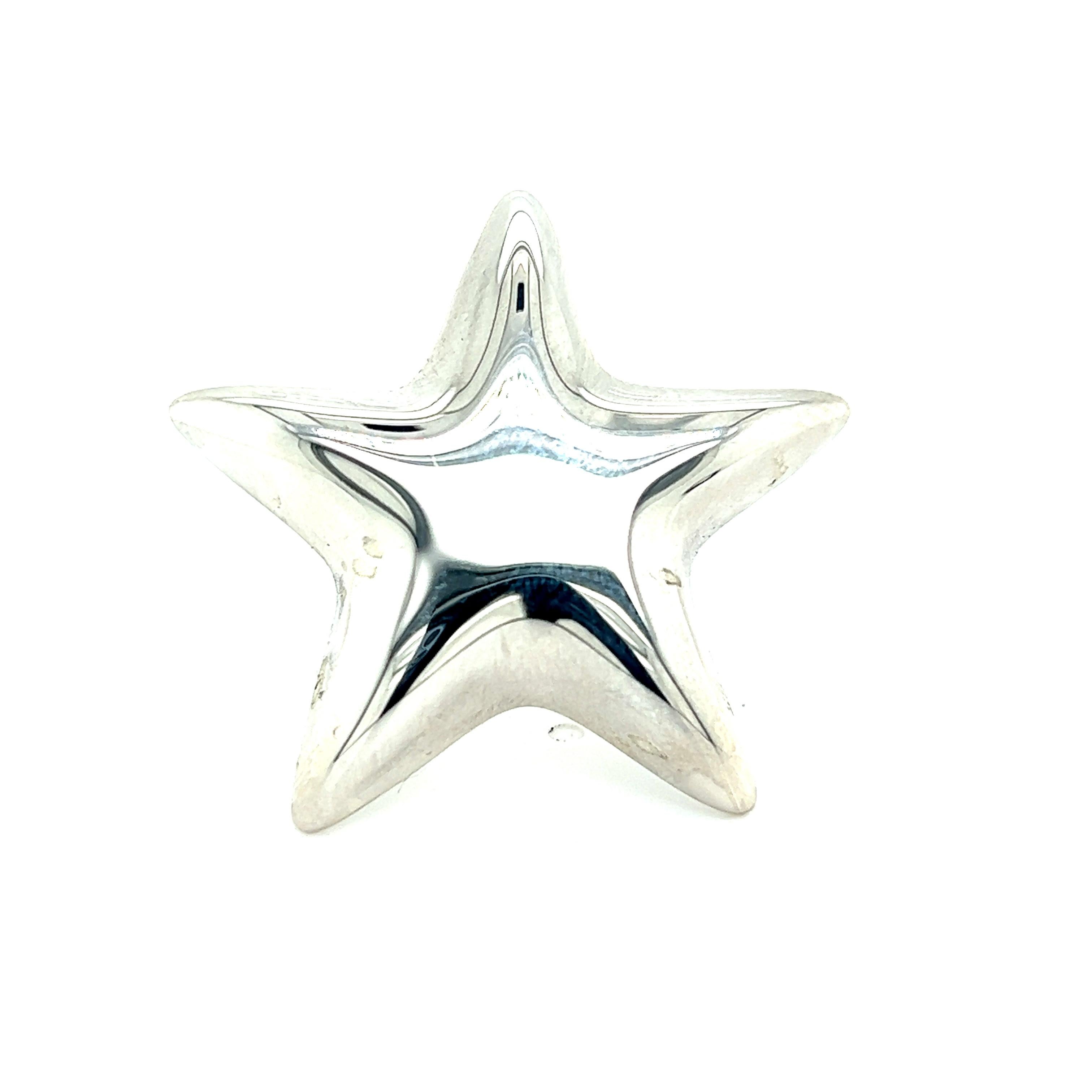 Tiffany & Co Estate Puffed Star Brooch Sterling Silver For Sale
