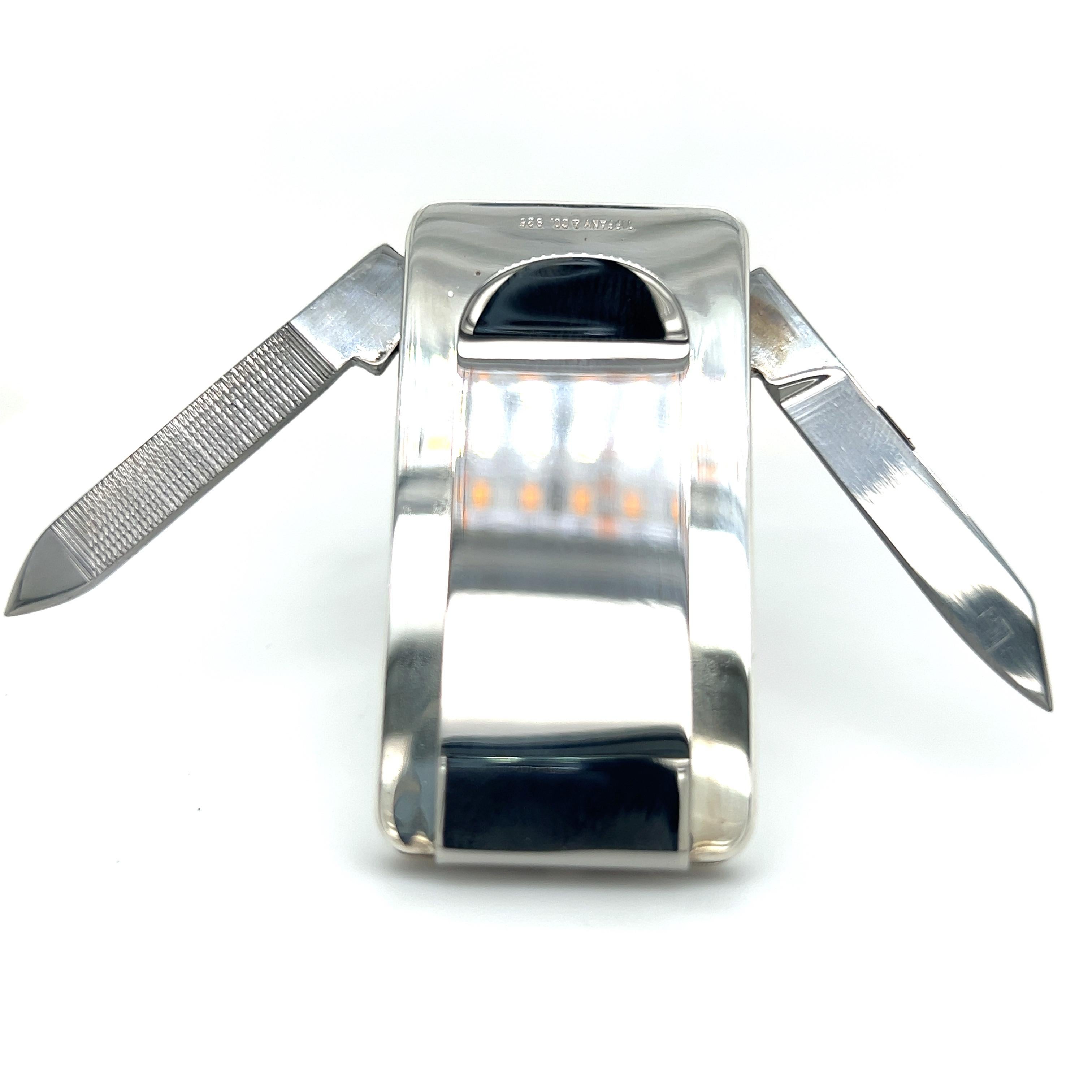 Tiffany & Co Estate Rare Money Clip Knife Set Silver In Good Condition For Sale In Brooklyn, NY