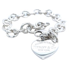 Retro Tiffany & Co Estate Return to Tiffany Heart Bracelet 7.5" Silver 