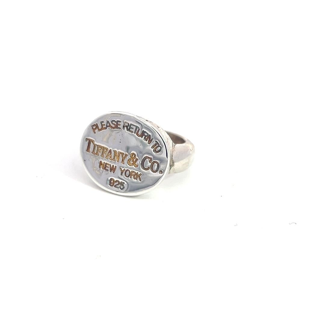 Tiffany & Co Nachlass-Ring, Rückgabe an Tiffany, Größe 7, Sterlingsilber im Zustand „Gut“ in Brooklyn, NY