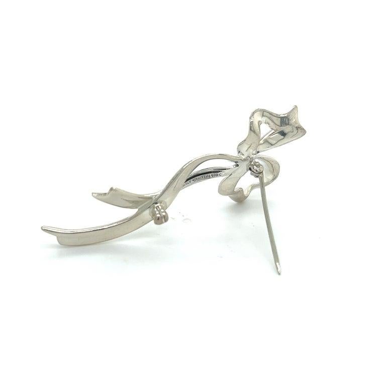 Women's Tiffany & Co Estate Ribbon Brooch Pin Sterling Silver For Sale