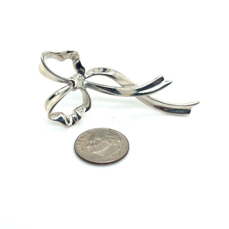 Tiffany & Co Estate Ribbon Brooch Pin Sterling Silver For Sale 1