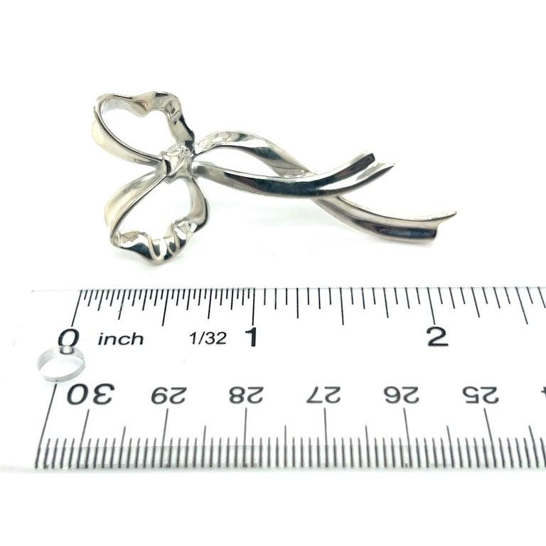 Tiffany & Co Estate Ribbon Brooch Pin Sterling Silver For Sale 2