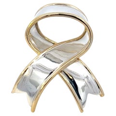 Tiffany & Co Estate Ribbon Pin Brooch 18k Gold & Silver