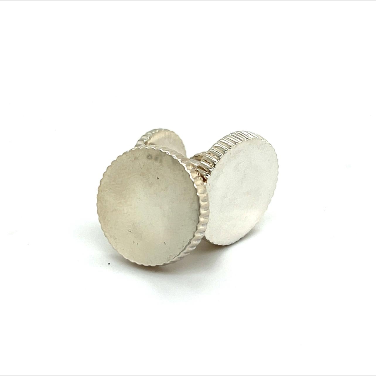 Men's Tiffany & Co Estate Ridged Cufflinks Sterling Silver For Sale