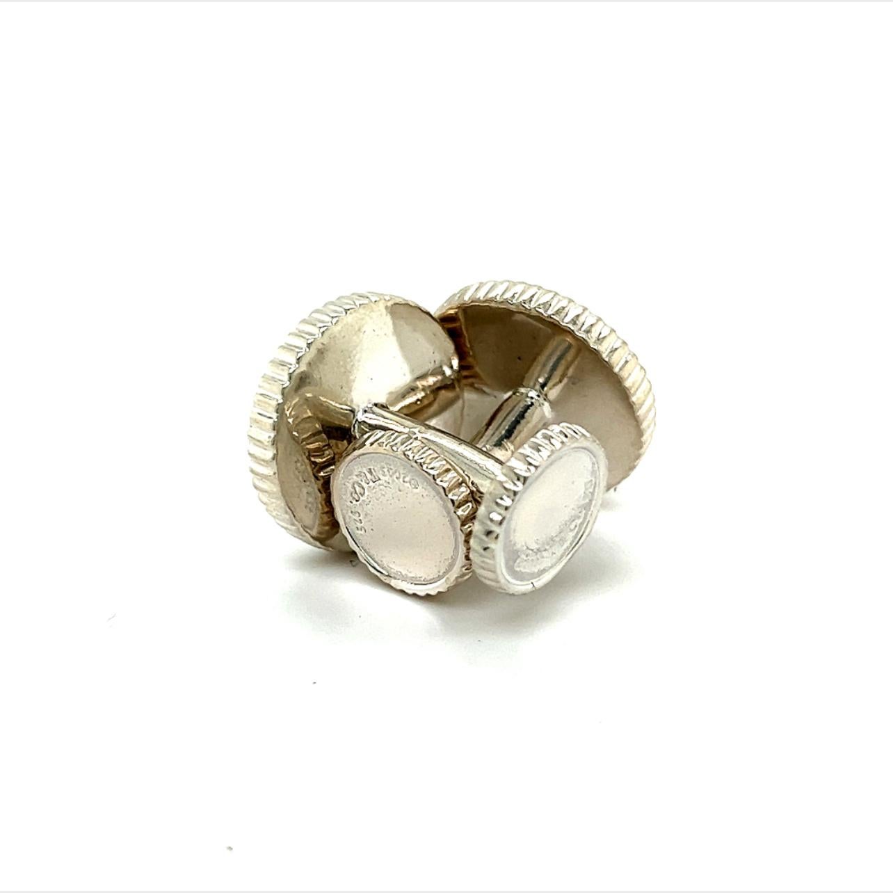Tiffany & Co Estate Ridged Cufflinks Sterling Silver For Sale 3
