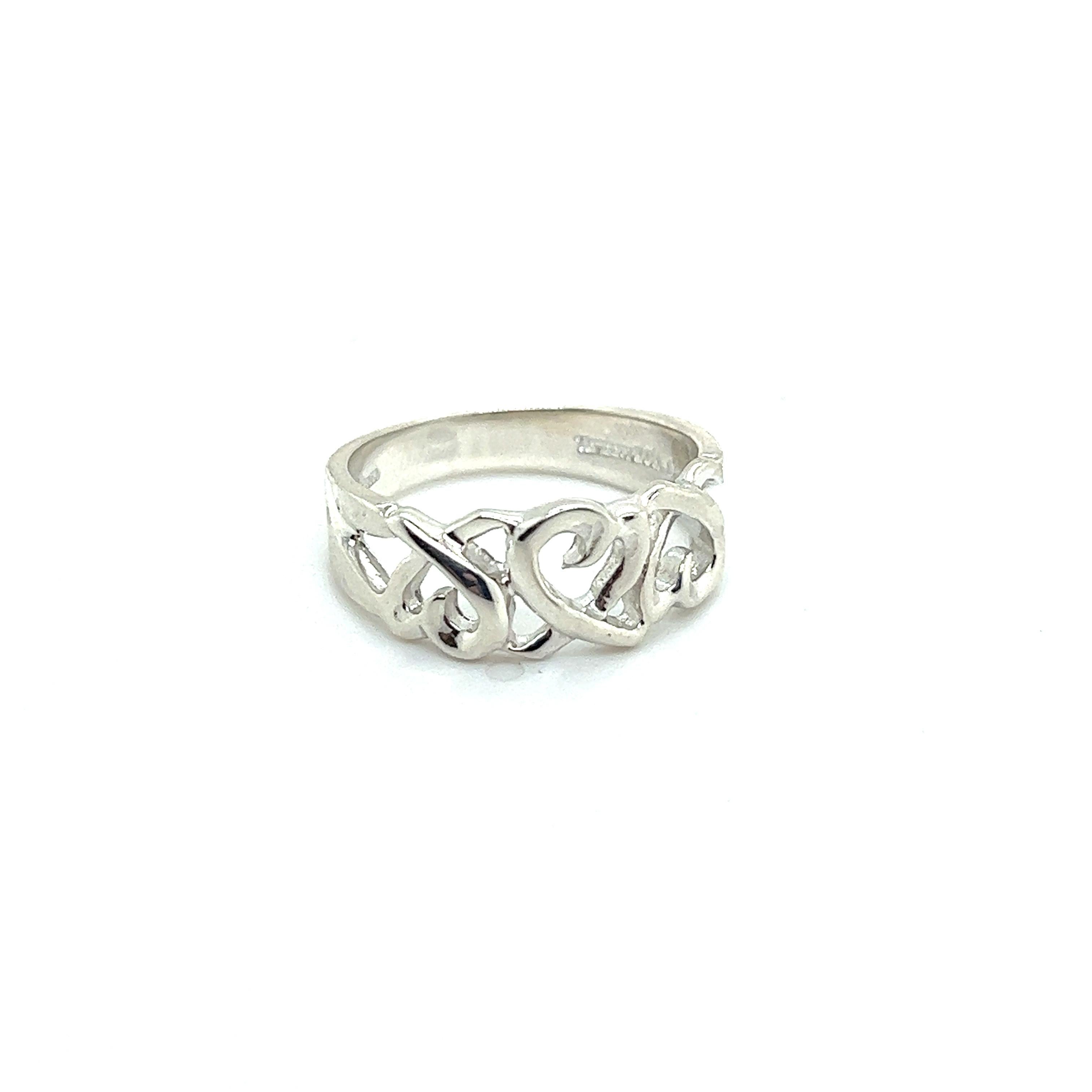 Tiffany & Co Estate Ring Size 7.75 Sterling Silver By Paloma Picasso In Good Condition In Brooklyn, NY