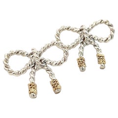 Tiffany & Co Estate Rope Bow Earrings Sterling Silver 14k Gold