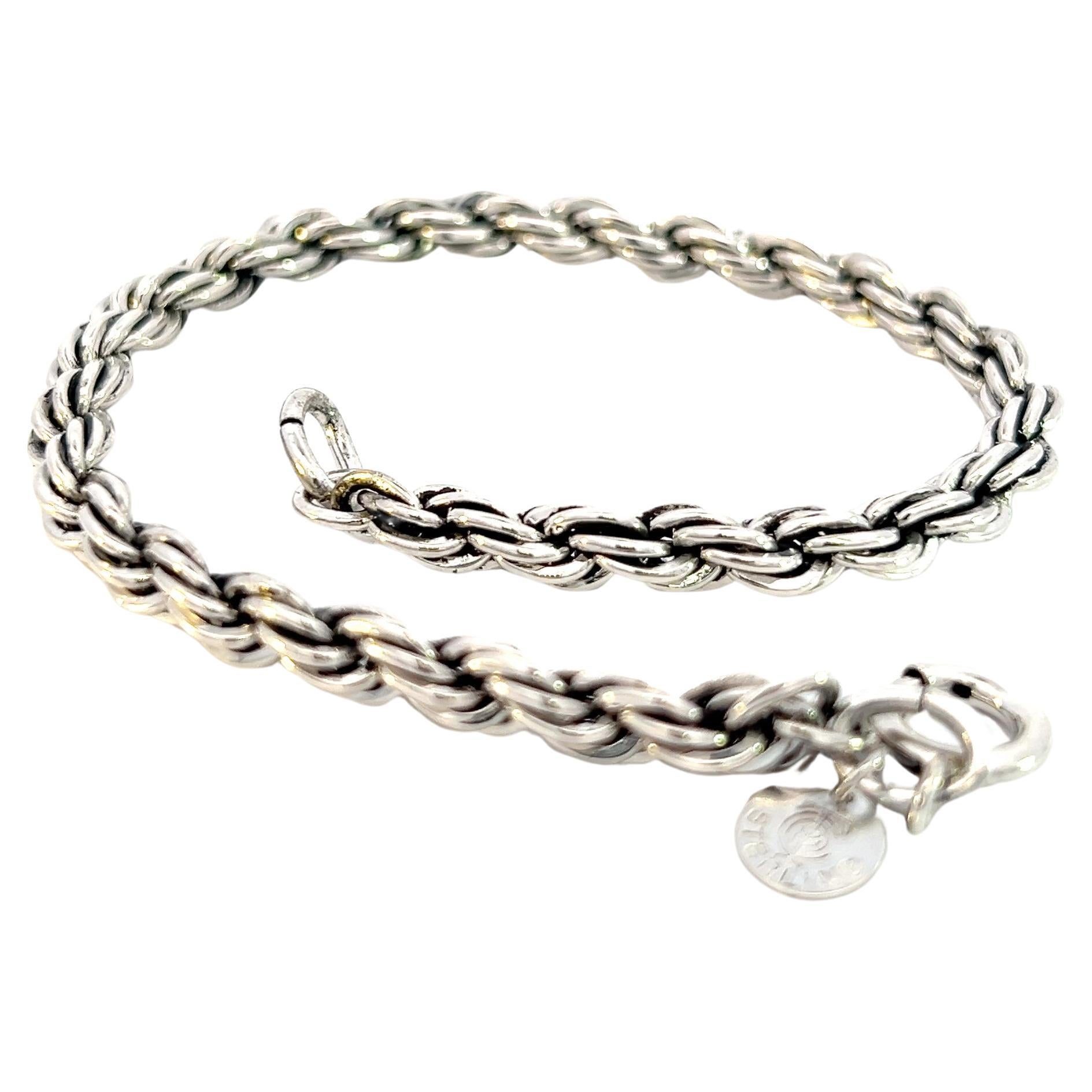 Tiffany & Co Estate Rope Chain Bracelet 8" Sterling Silver For Sale