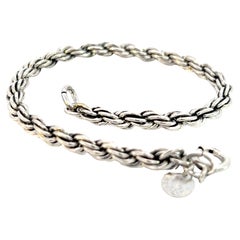 Retro Tiffany & Co Estate Rope Chain Bracelet 8" Sterling Silver