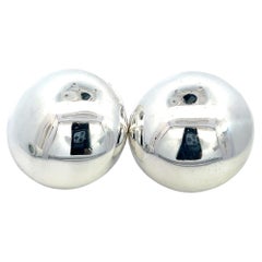 Retro Tiffany & Co Estate Round Puffed Clip on Earrings Sterling Silver