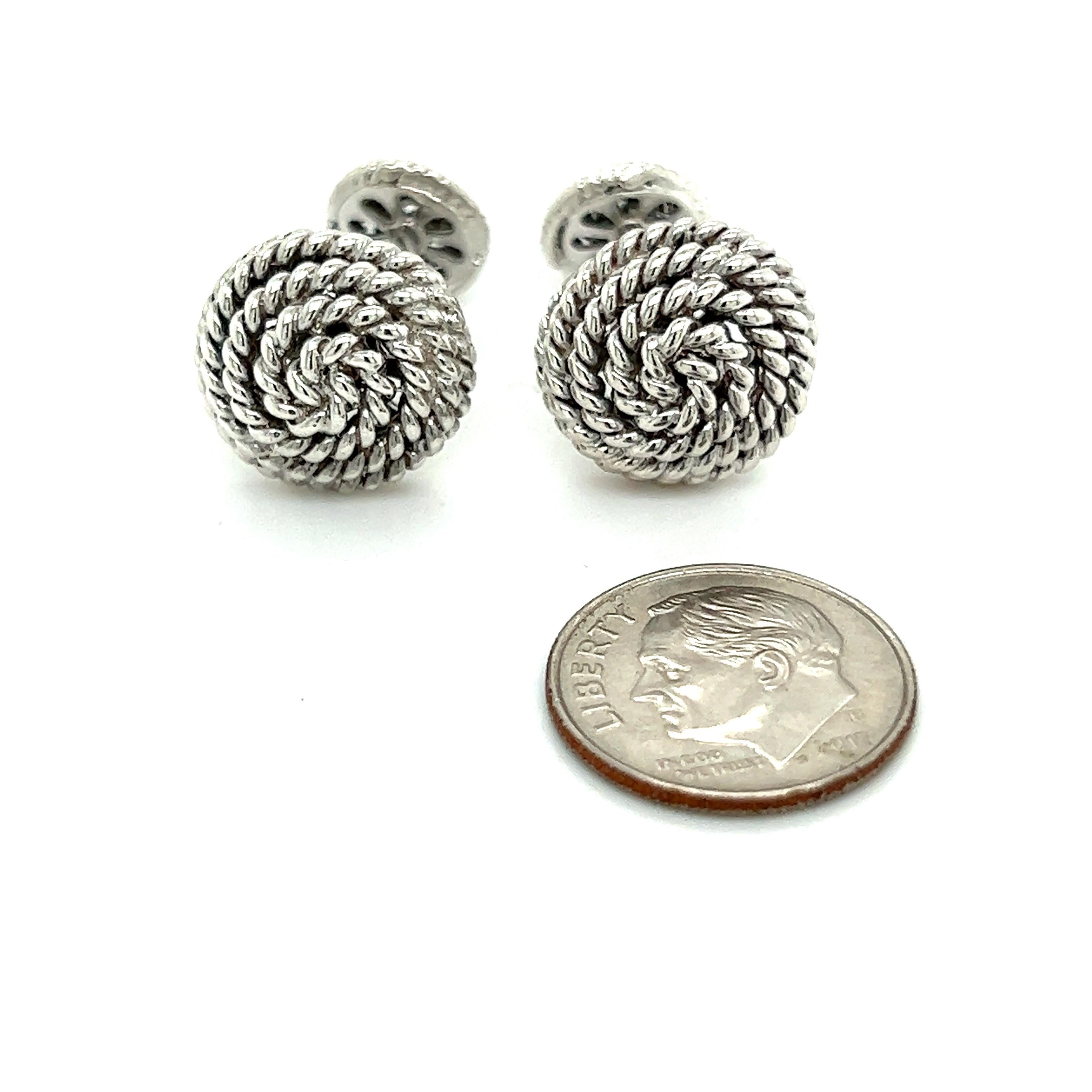 Tiffany & Co Estate Round Roped Cufflinks Sterling Silver In Good Condition In Brooklyn, NY