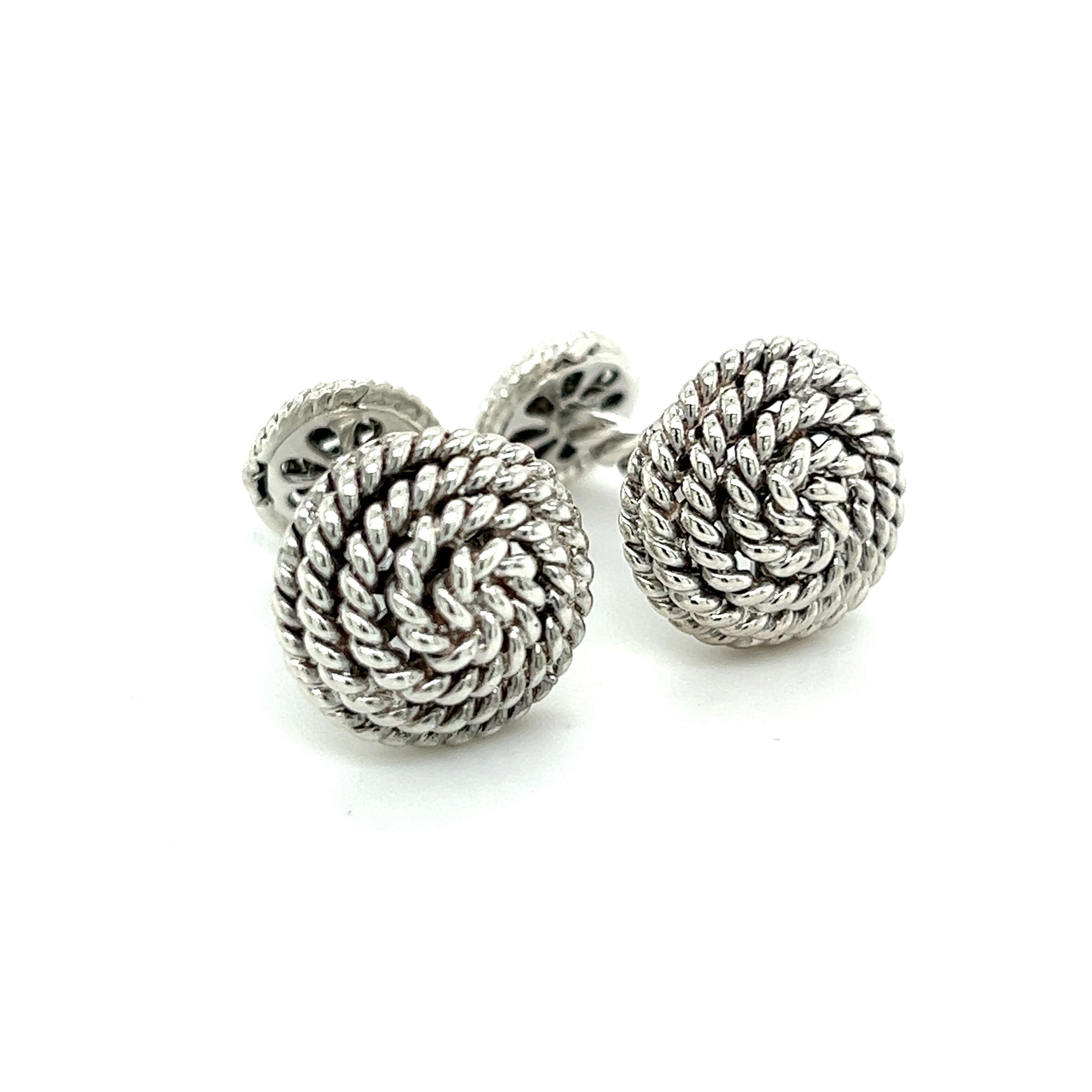 Men's Tiffany & Co Estate Round Roped Cufflinks Sterling Silver