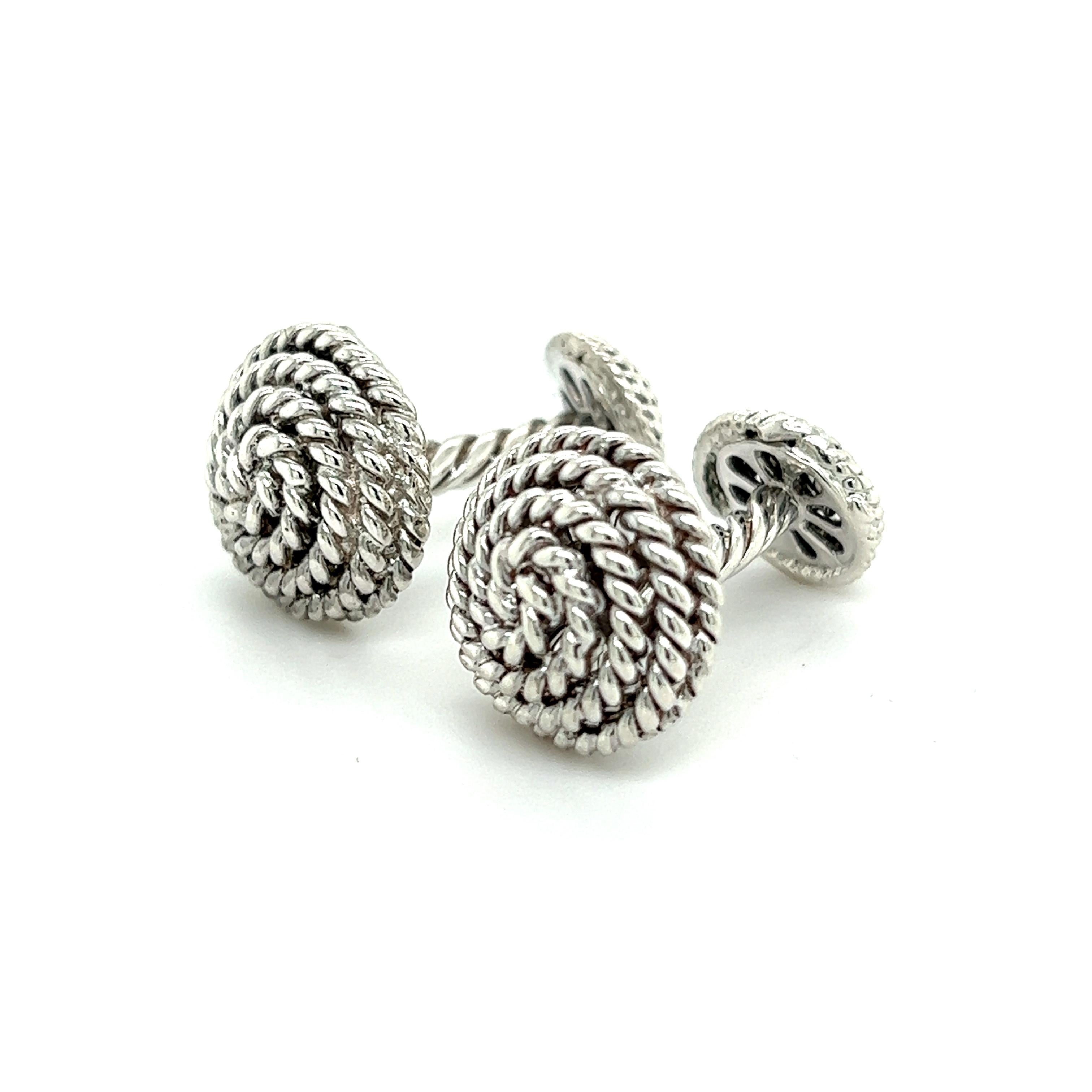 Tiffany & Co Estate Round Roped Cufflinks Sterling Silver 2