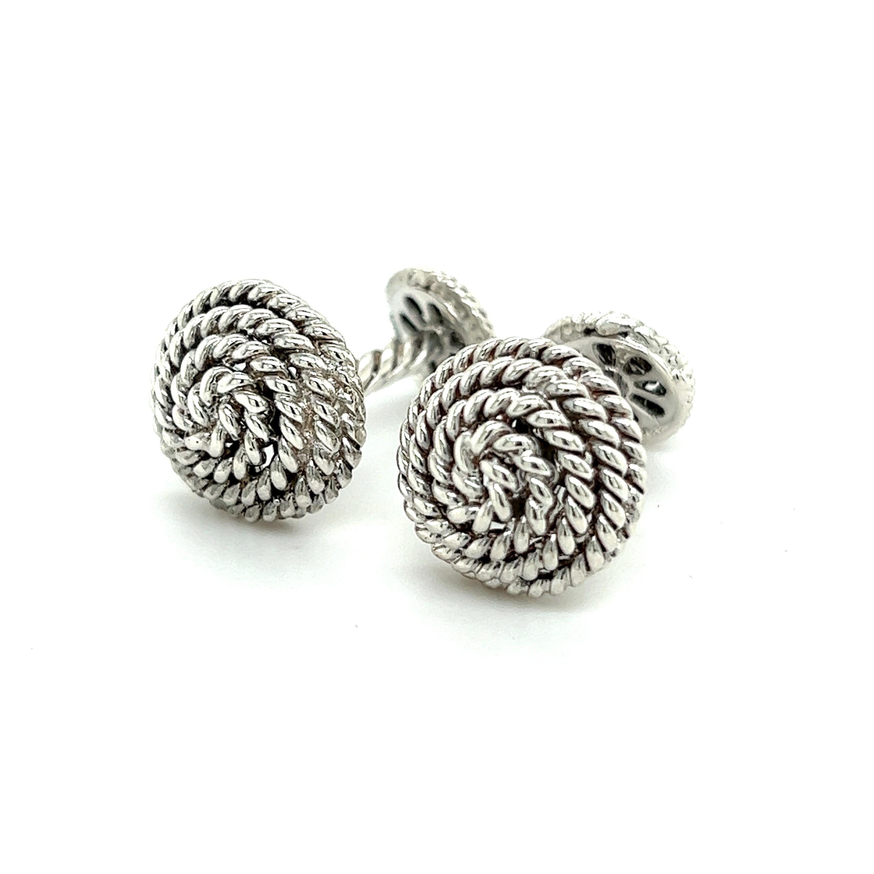 Tiffany & Co Estate Round Roped Cufflinks Sterling Silver 3