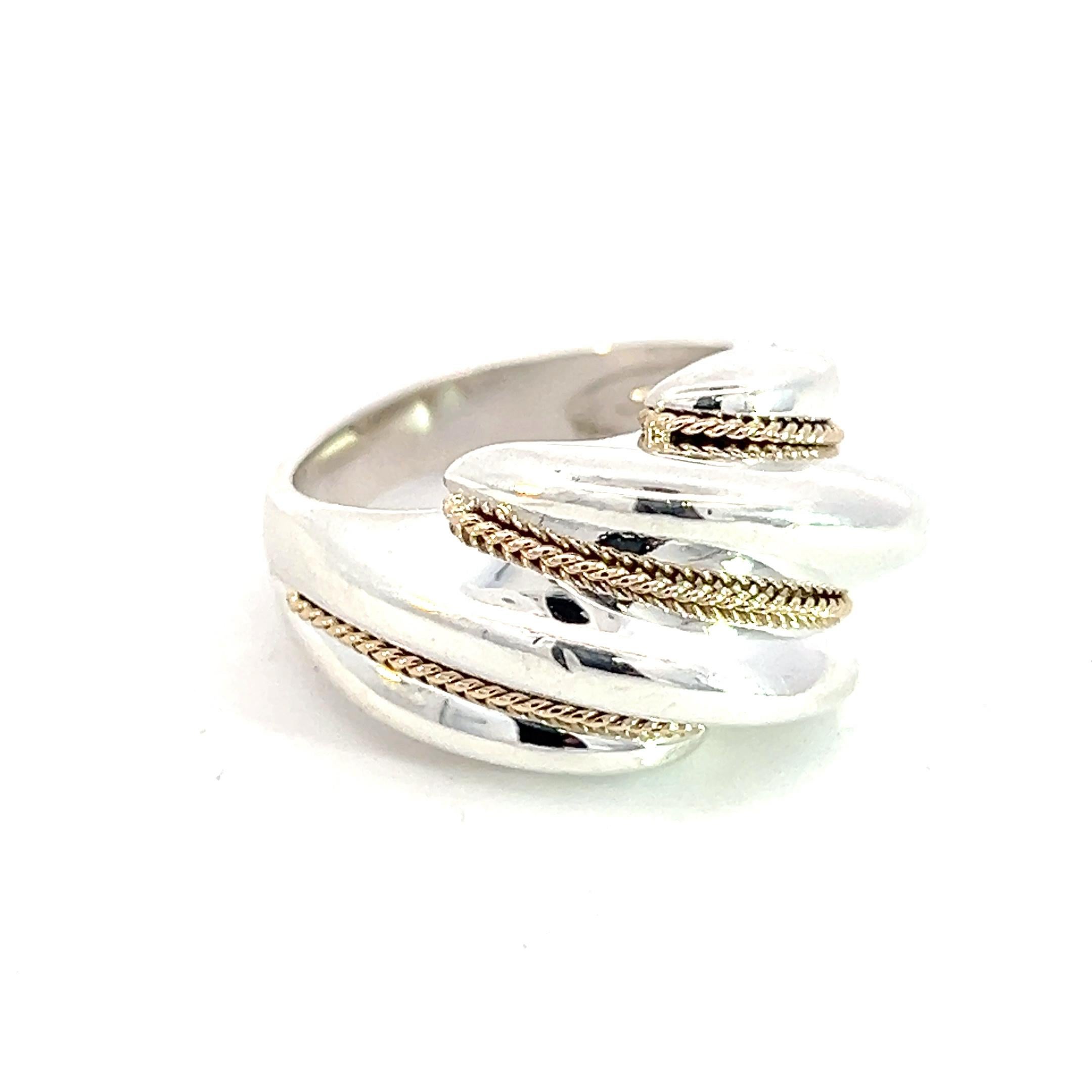 Women's Tiffany & Co Estate Shrimp Ring 5.5 14k Gold + Silver For Sale