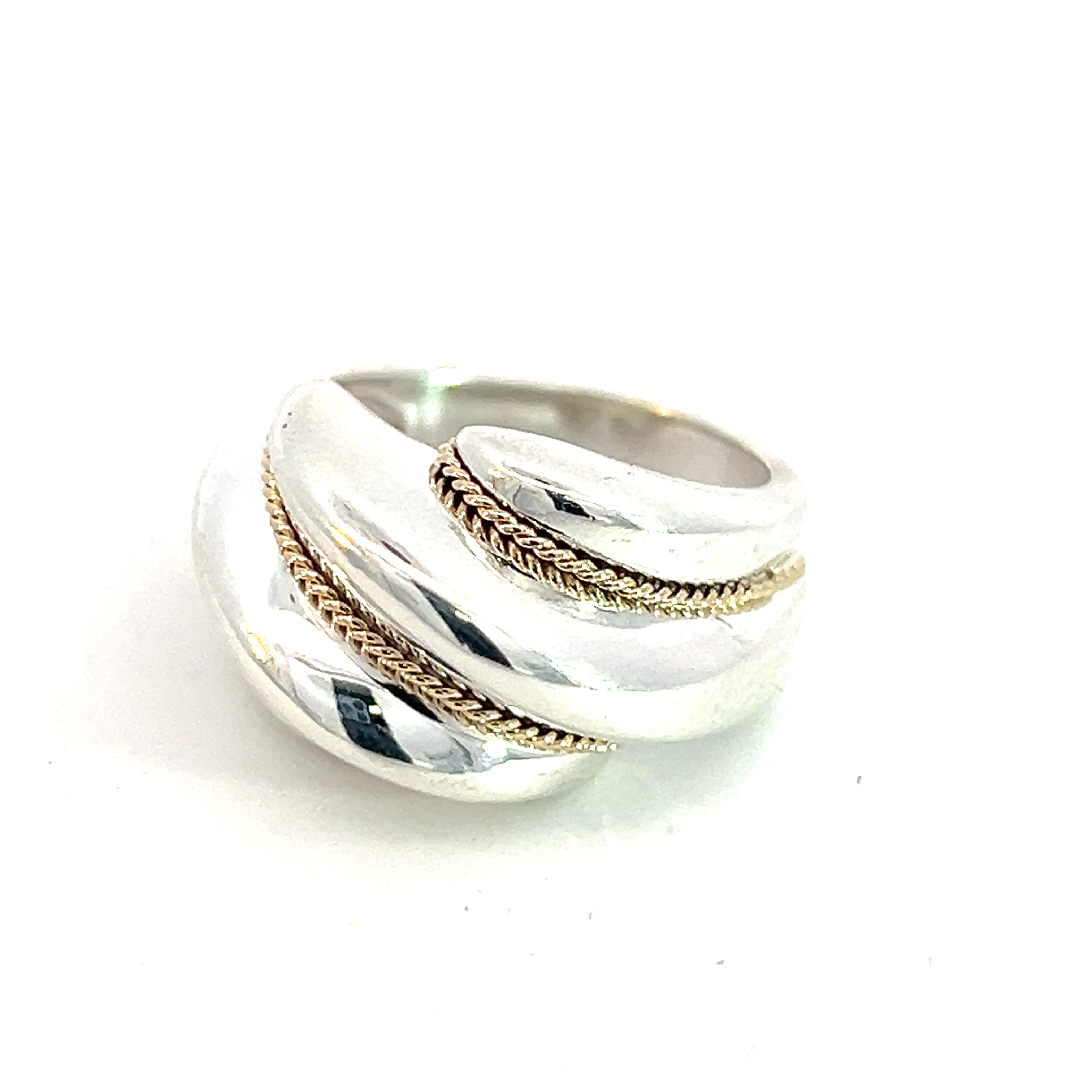 Tiffany & Co Estate Shrimp Ring 5.5 14k Gold + Silver In Good Condition For Sale In Brooklyn, NY