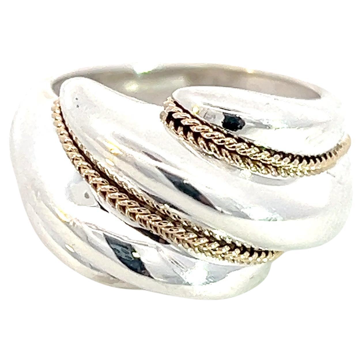 Tiffany & Co Estate Shrimp Ring 5.5 14k Gold + Silver For Sale