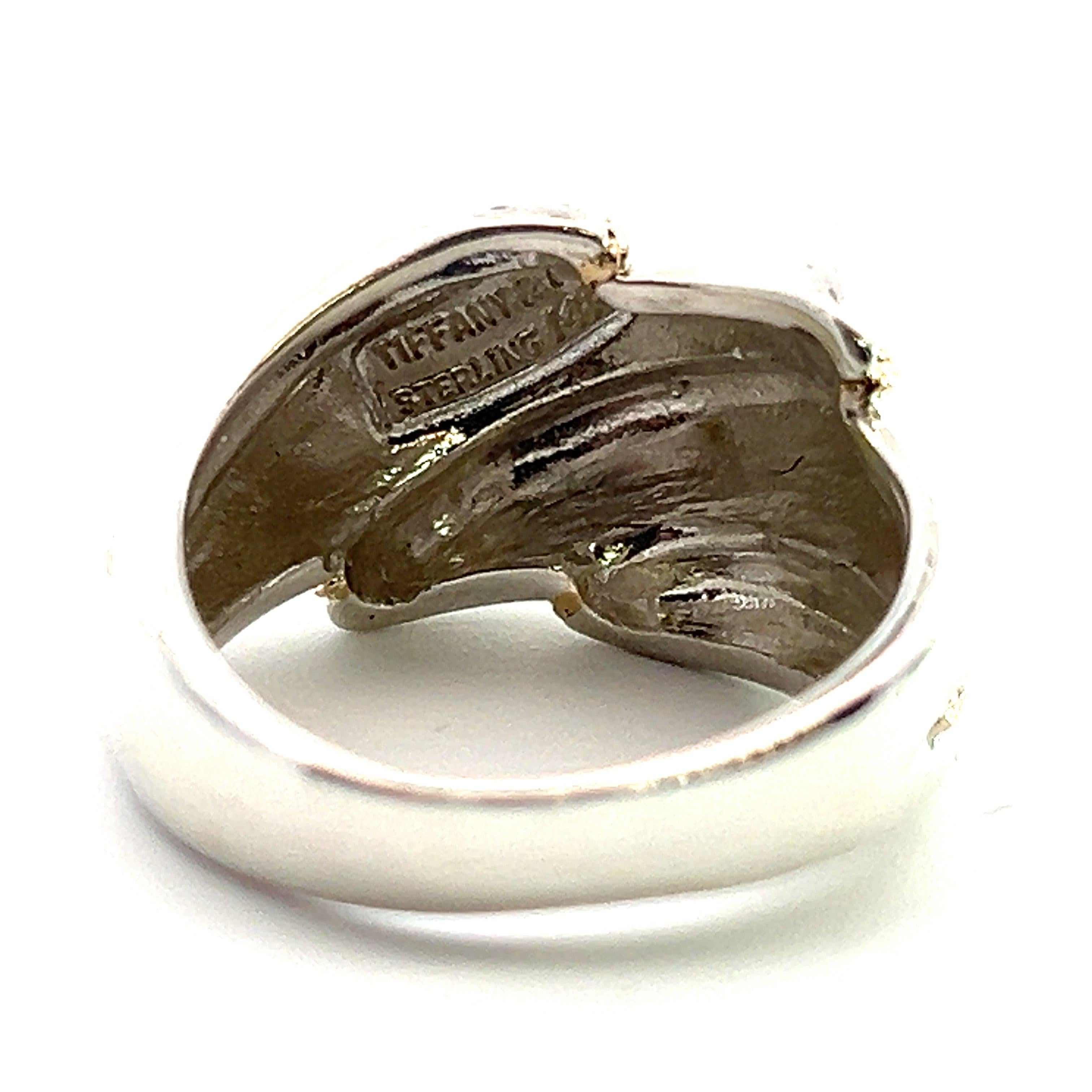 Women's Tiffany & Co Estate Shrimp Ring 6.5 14k Gold Sterling Silver For Sale